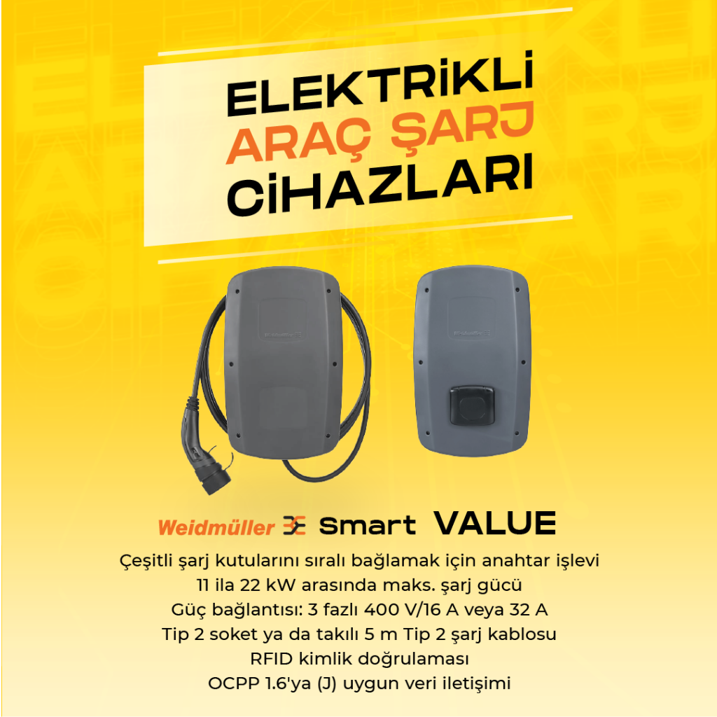 Weidmüller Elektrikli Araç Şarj İstasyonu Value 22kW 32A 5 Metre Kablolu 2875250000 enerji Ölçümü ile Kaç kW Enerji Tükettiğinizi Görün Weidmüller Elektrikli Araç Şarj İstasyonu Value 22kW 32A 5 Metre Kablolu 2875250000 enerji Ölçümü ile Kaç kW Enerji Tükettiğinizi Görün